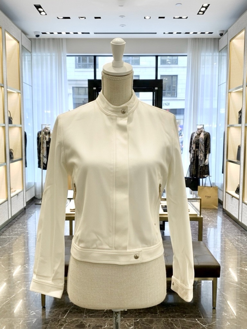 Fendi Cream Stand-Collar Blazer Jacket